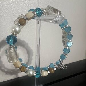 Elegant Blue and Brown Beaded Bracelet